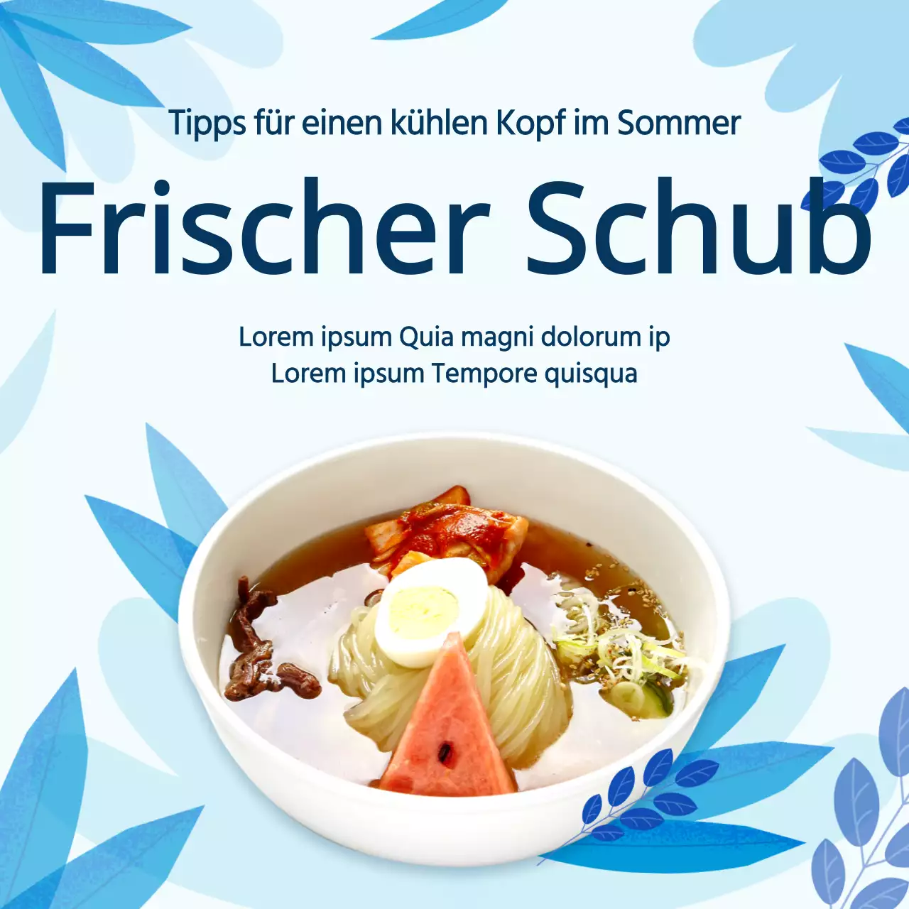 Werben Sie für ein blaues Blatt Illustration Weizennudeln Mahlzeit Kit