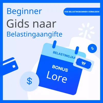 Een eenvoudige belastinggids voor het einde van het jaar met blauwe en witte pictogrammen