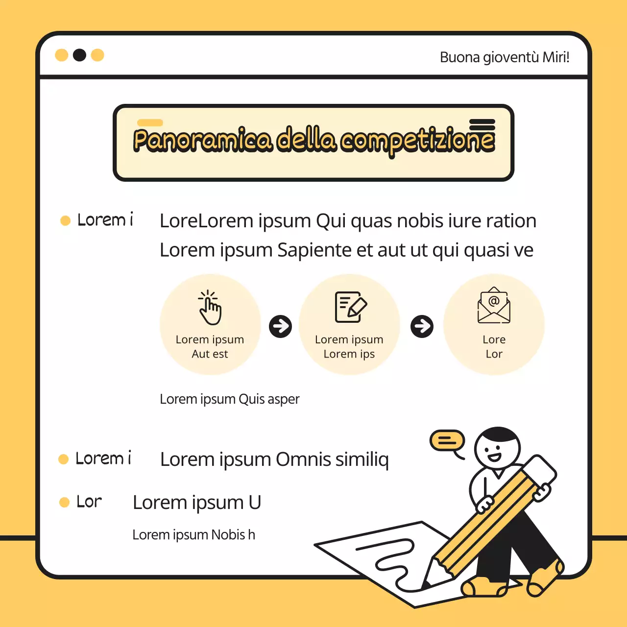 Giallo nero carino illustrazione giovani proposta politica online concorso