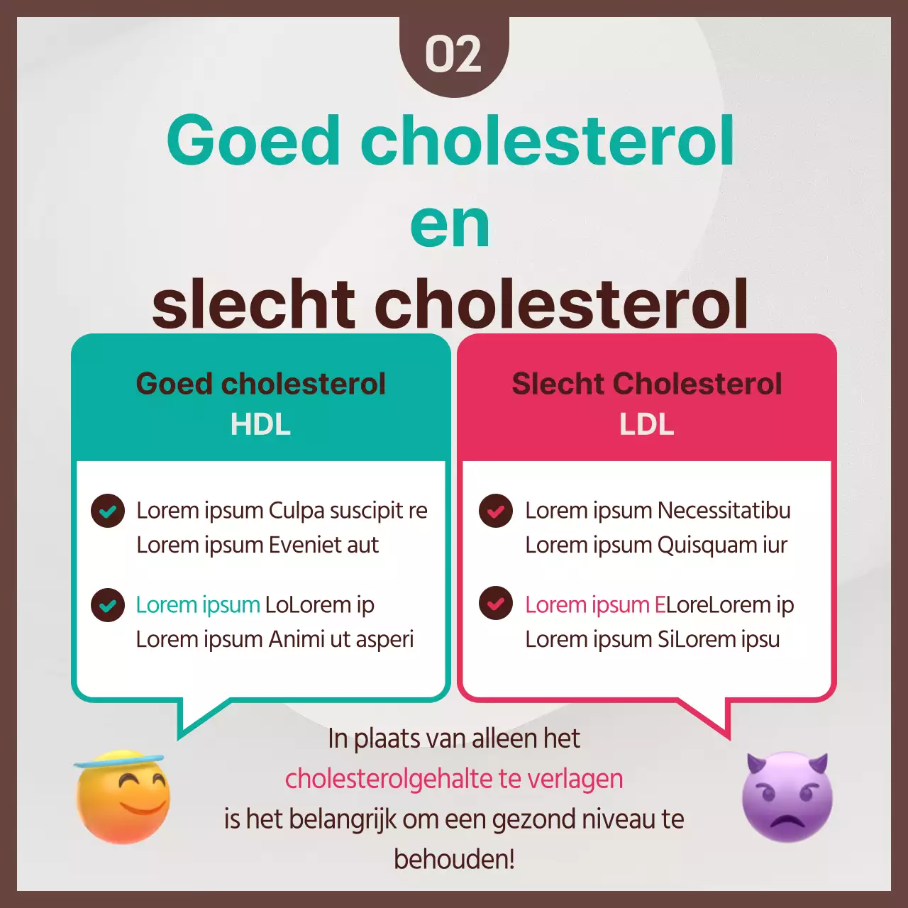 Donkerroze en mintkleurig cholesterol