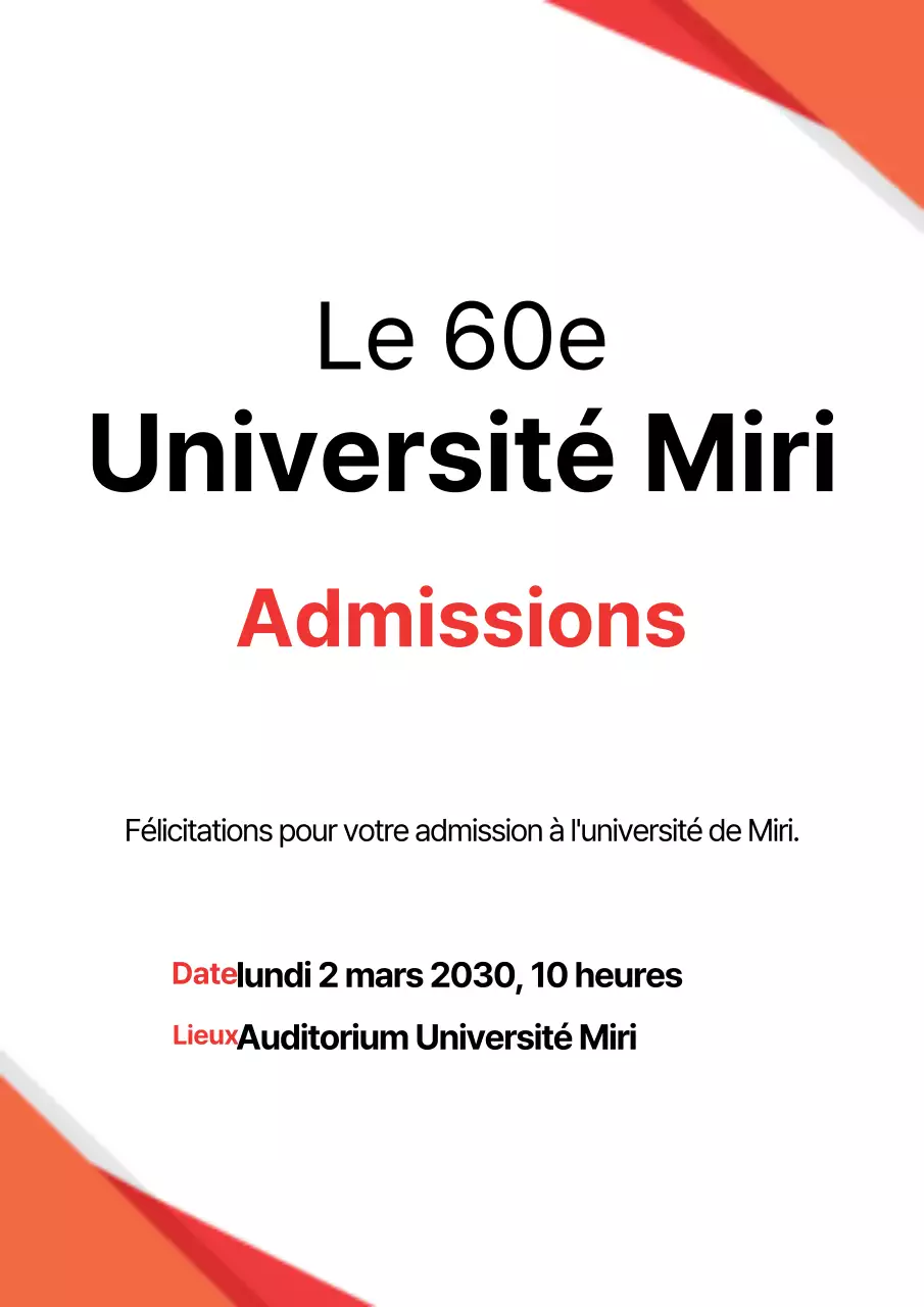 Annonce et promotion de l'accueil des nouveaux étudiants avec des photos du campus universitaire en bleu et rouge