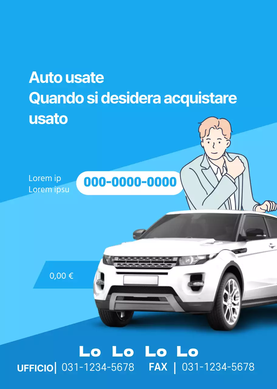 Foto blu pulita per promuovere la vendita di auto usate