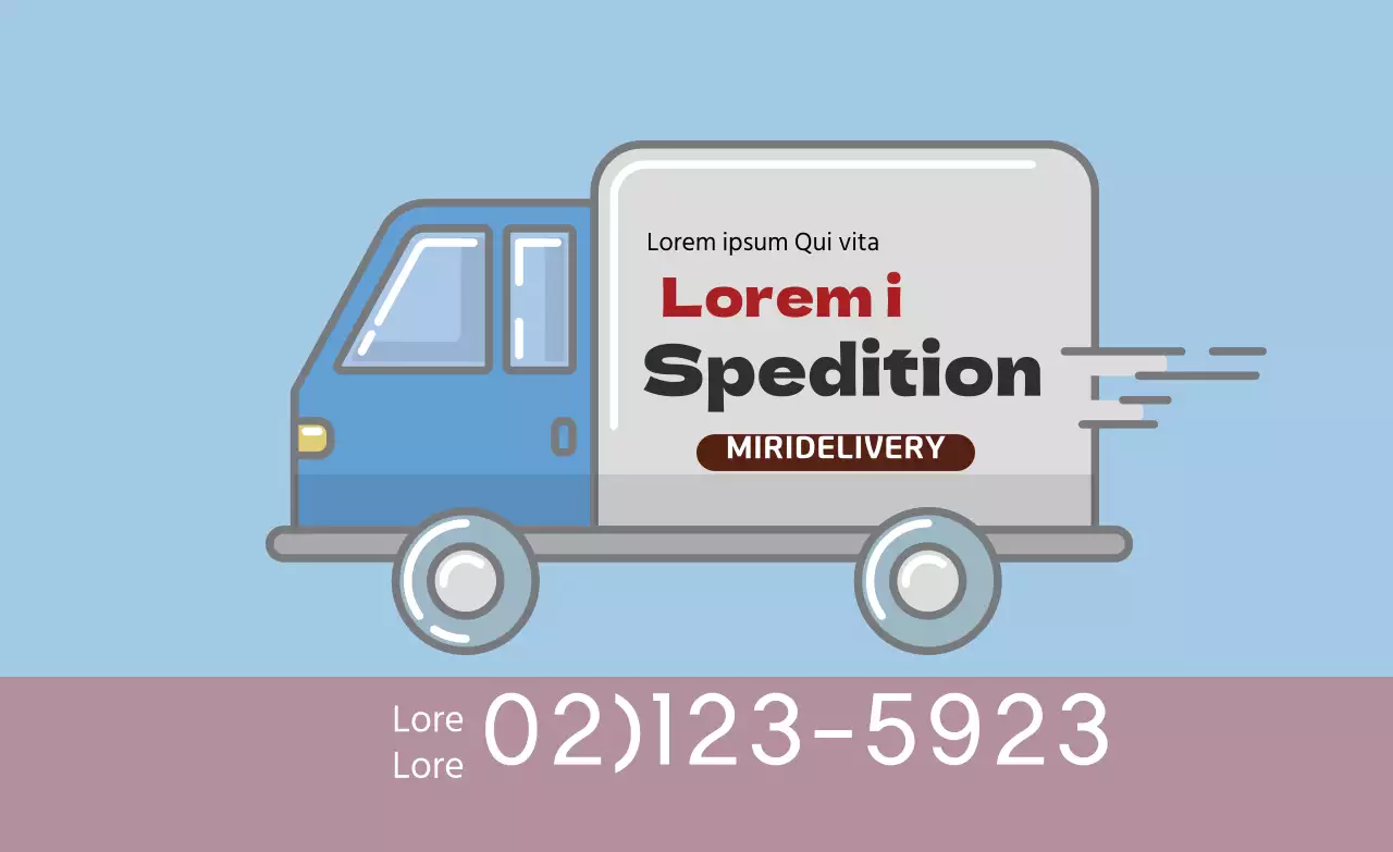 Blaue Illustration, die für einen sauberen Frachttransport wirbt