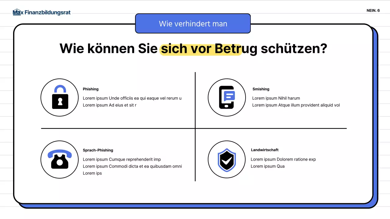 Schulung zur Prävention von Finanzbetrug für Erwachsene mittleren Alters in Blau