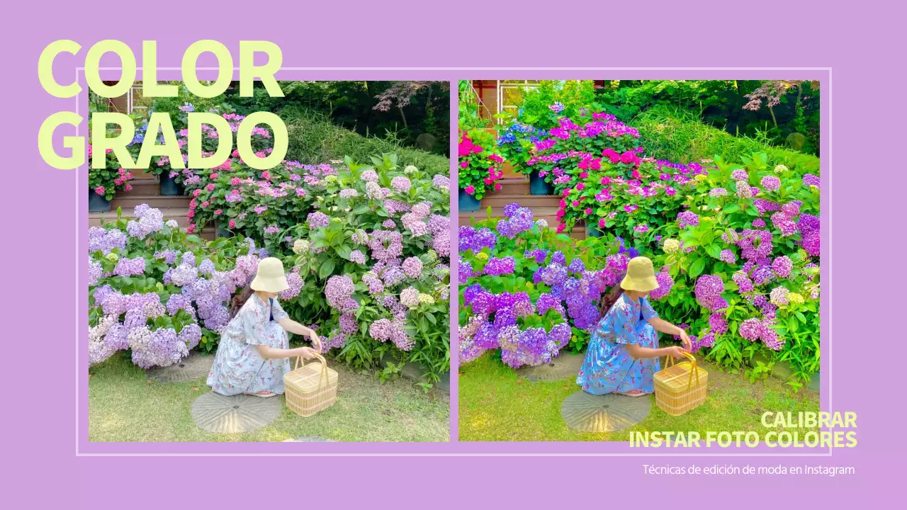 Malva fluorescente Instagram foto corrección de color YouTube miniaturas