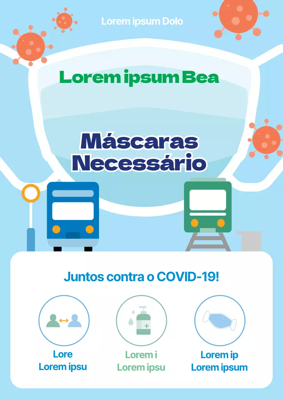 Ilustração vermelho-azul Guia de prevenção do coronavírus