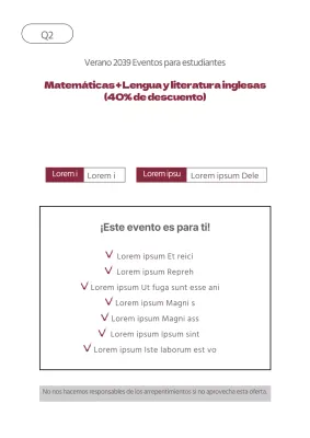 Un sencillo folleto blanco para promocionar un evento de descuentos en un centro de tutoría.