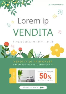 Pagina dei coupon per l'evento di liquidazione della primavera verde-gialla