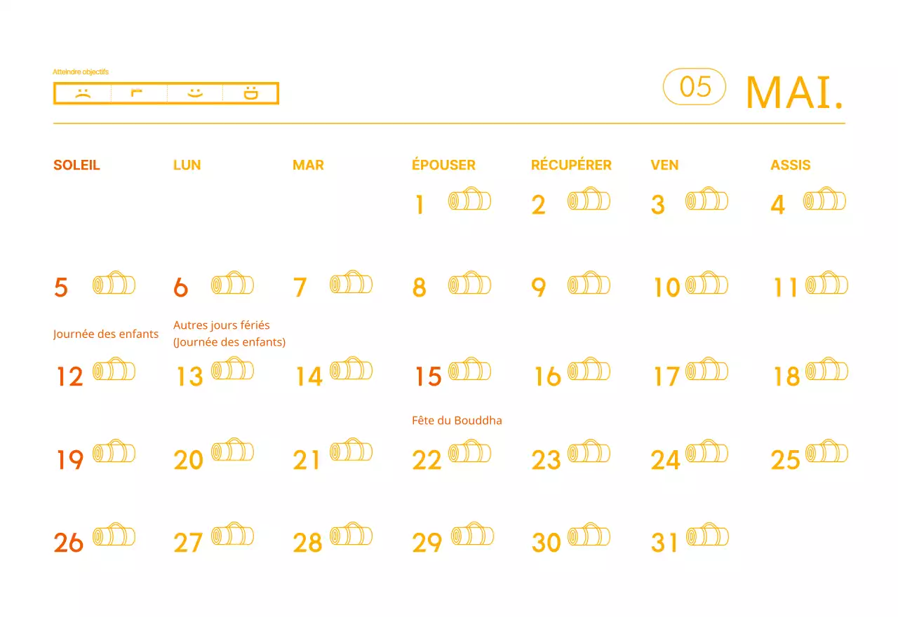 Calendriers orange à distribuer lors de la promotion de votre studio de yoga