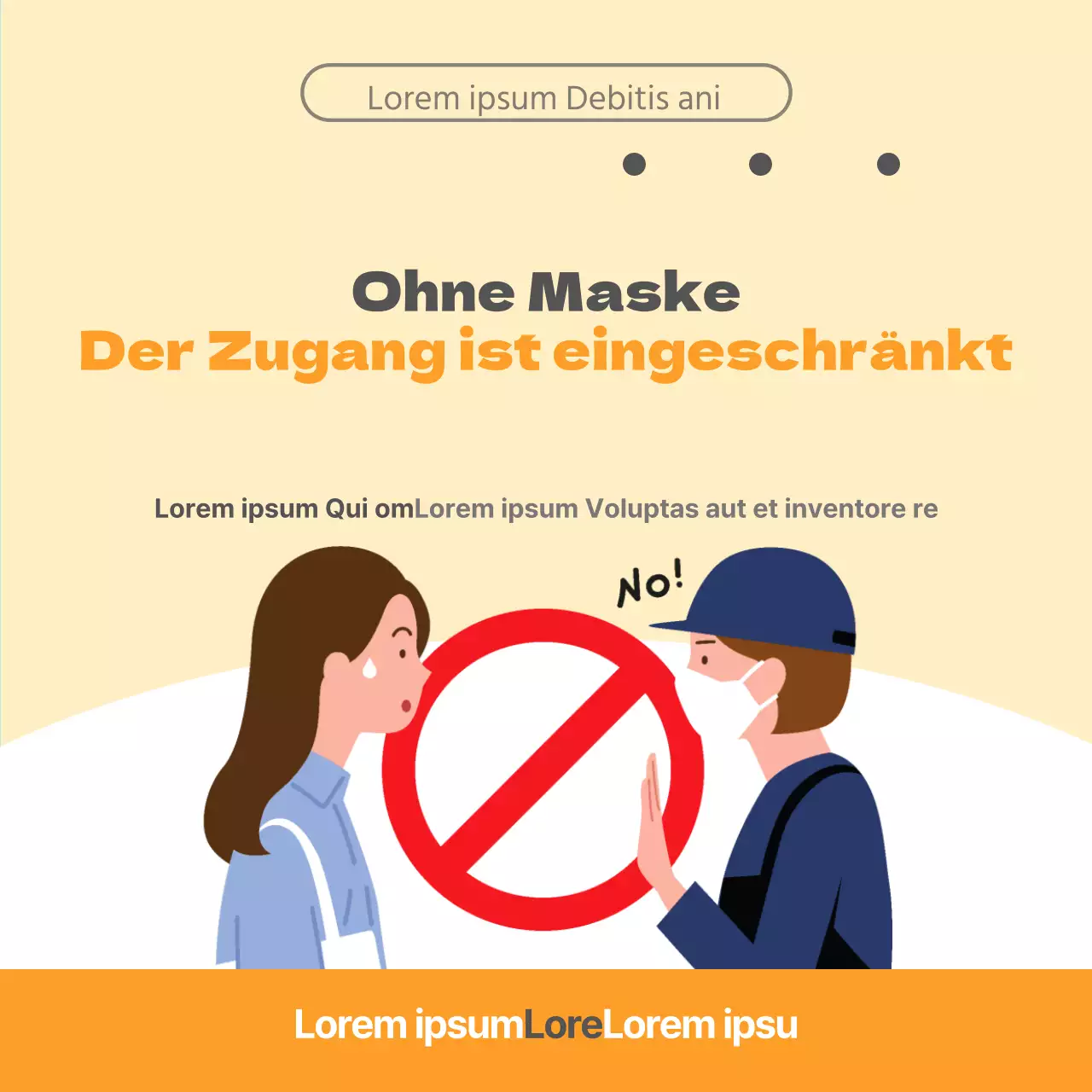 Orangefarbenes Schild "No Masks Allowed