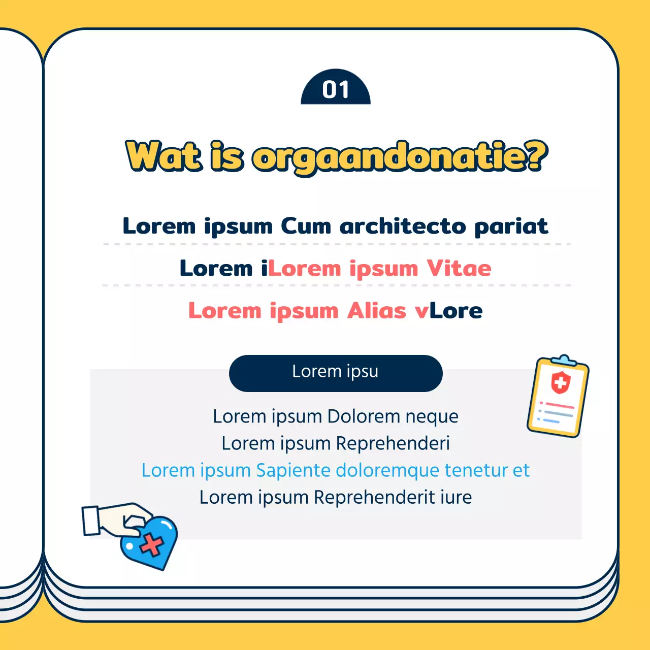 Gele en blauwe orgaandonatiekaart nieuwsontwerp