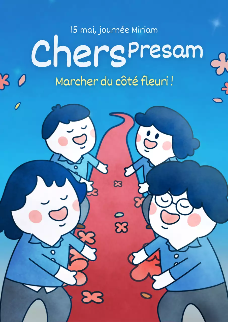 Illustration mignonne en bleu pour célébrer l'anniversaire de l'enseignante