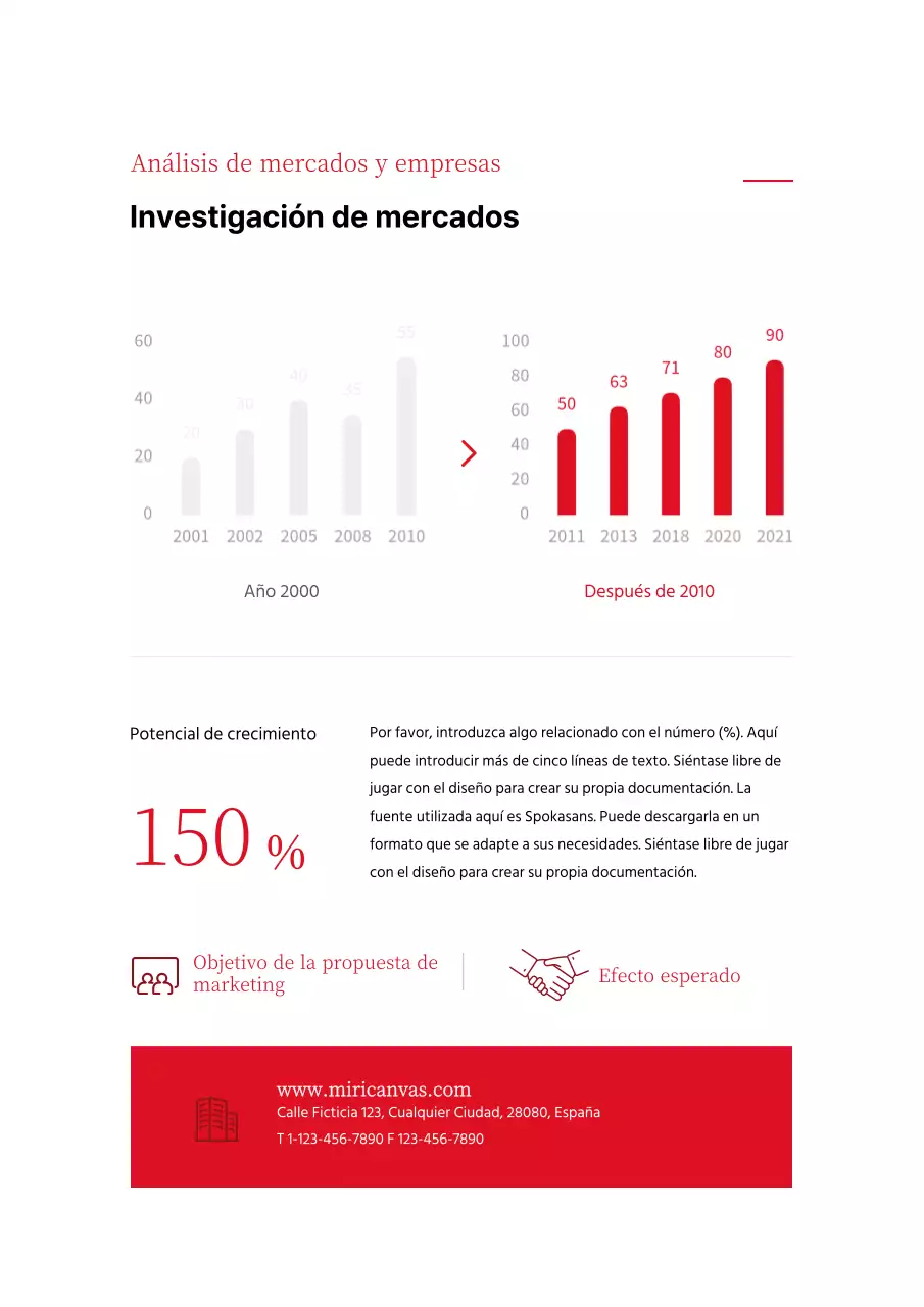 Una propuesta de marketing sencilla, roja y tipográfica