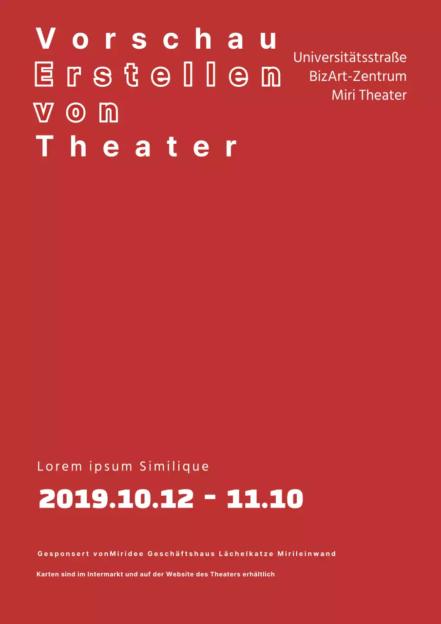 Einfaches Gig-Poster mit rotem und weißem Text