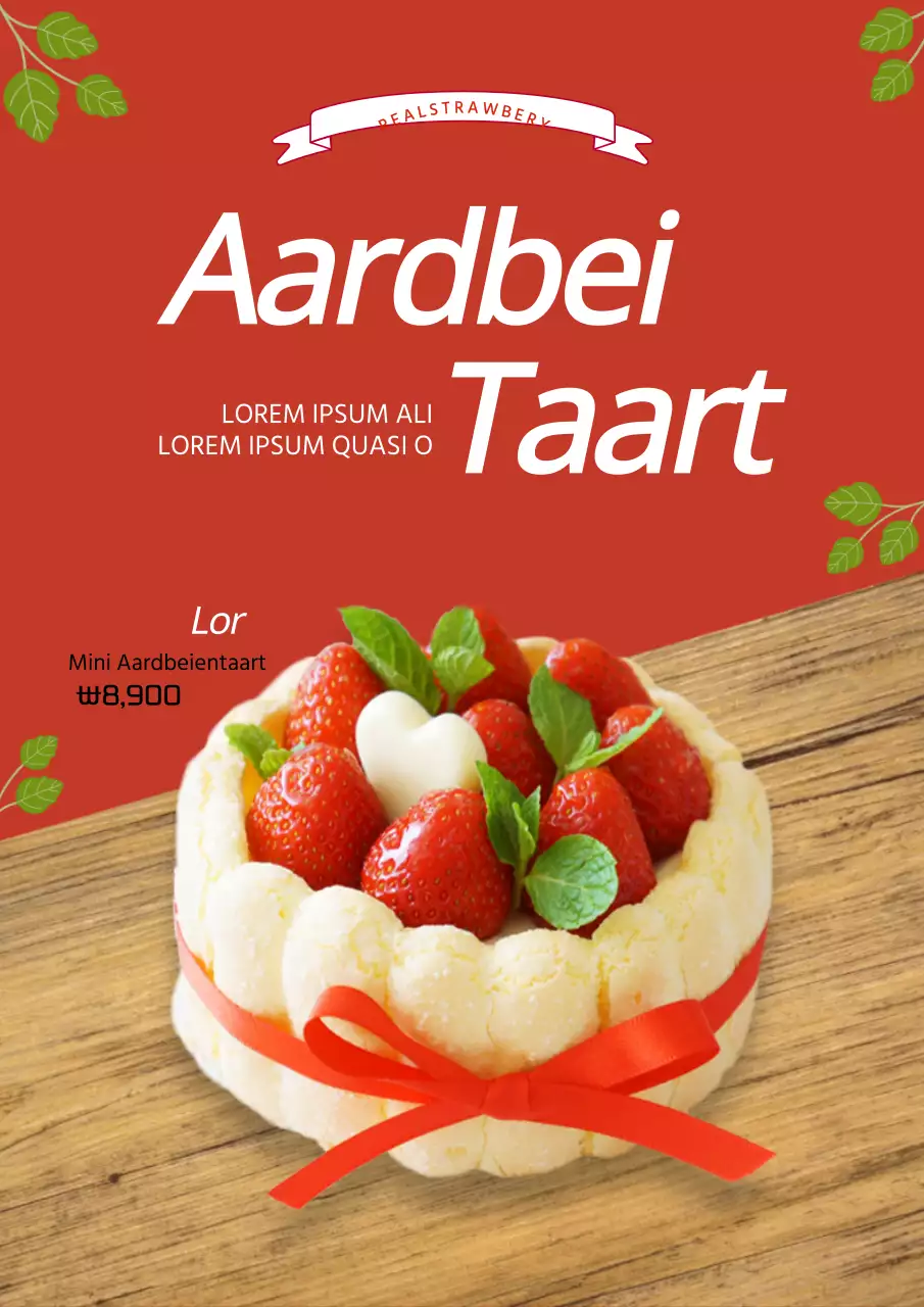 Promoot een nieuw menu-item met rode aardbeientaart