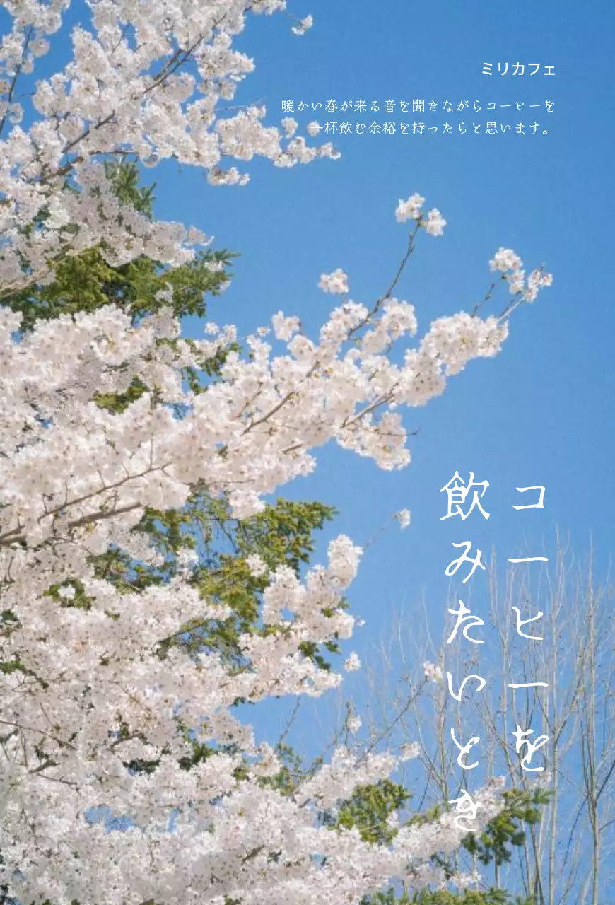 桜写真をコンセプトにしたスイーツ店のメニュー表