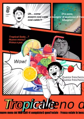 Promuovete un nuovo menu di bevande estive in rosso e nero.