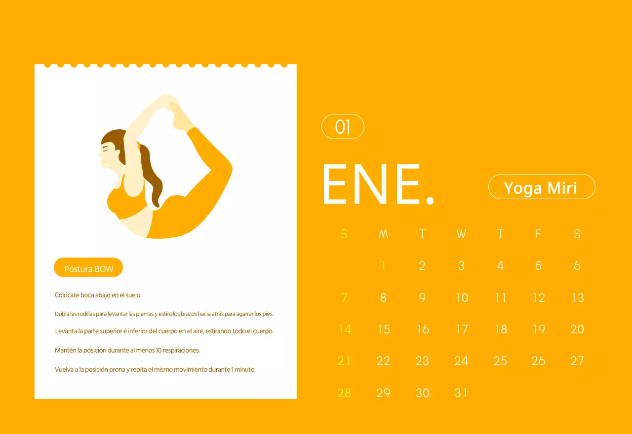 Calendarios naranjas para regalar cuando promocione su estudio de yoga
