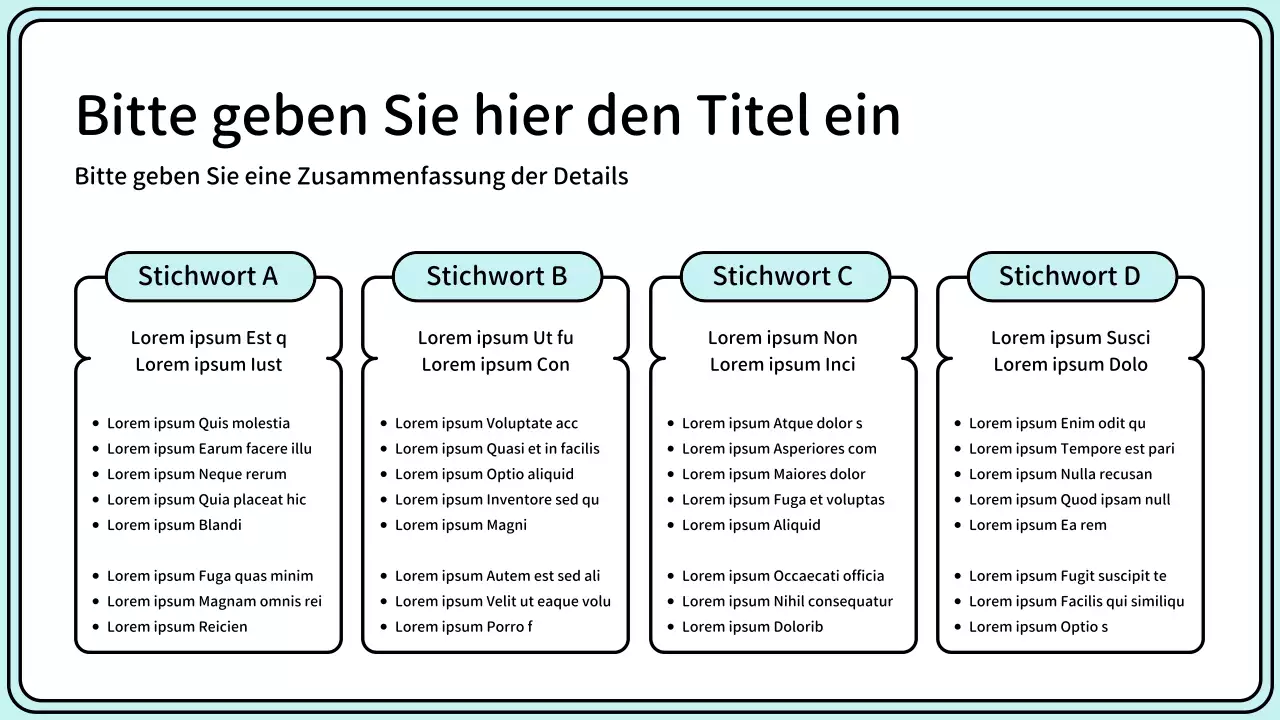 Hervorhebung von Schlüsselwörtern in einem einfachen Linienstil in Gelb und Mint