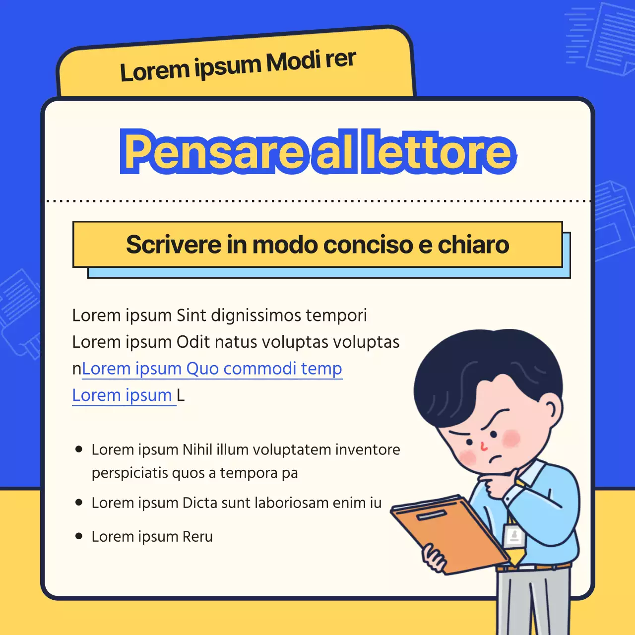 Una semplice piattaforma di onboarding blu e gialla per i nuovi assunti