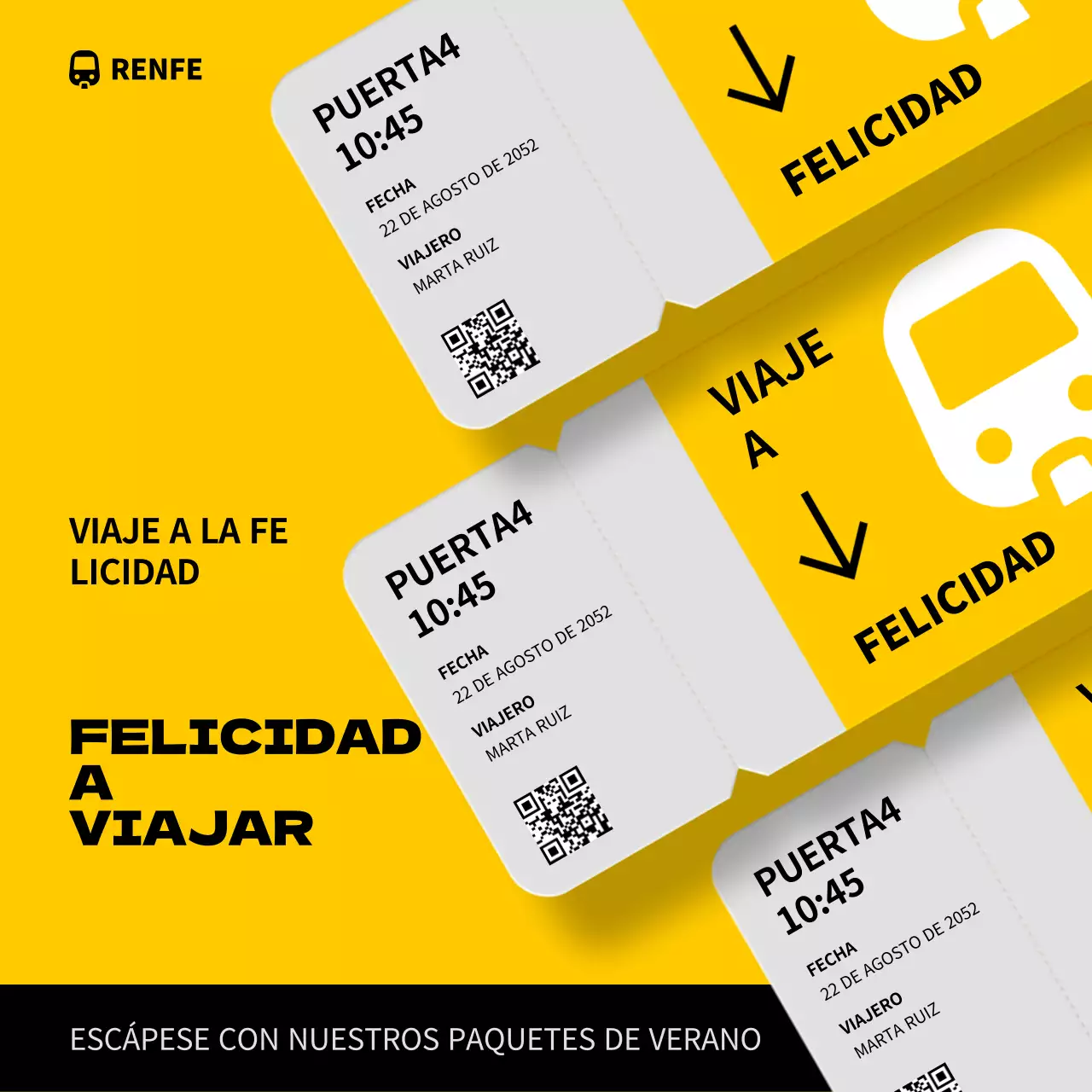 Concepto de billete amarillo y negro para viajar en tren