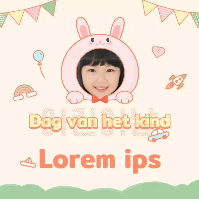 Vrolijke kindergroeten in een schattig konijntje frame concept