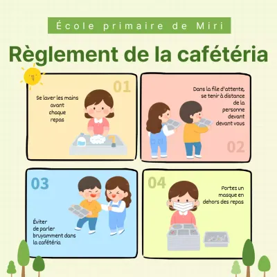 Règles de la cafétéria de l'école élémentaire verte