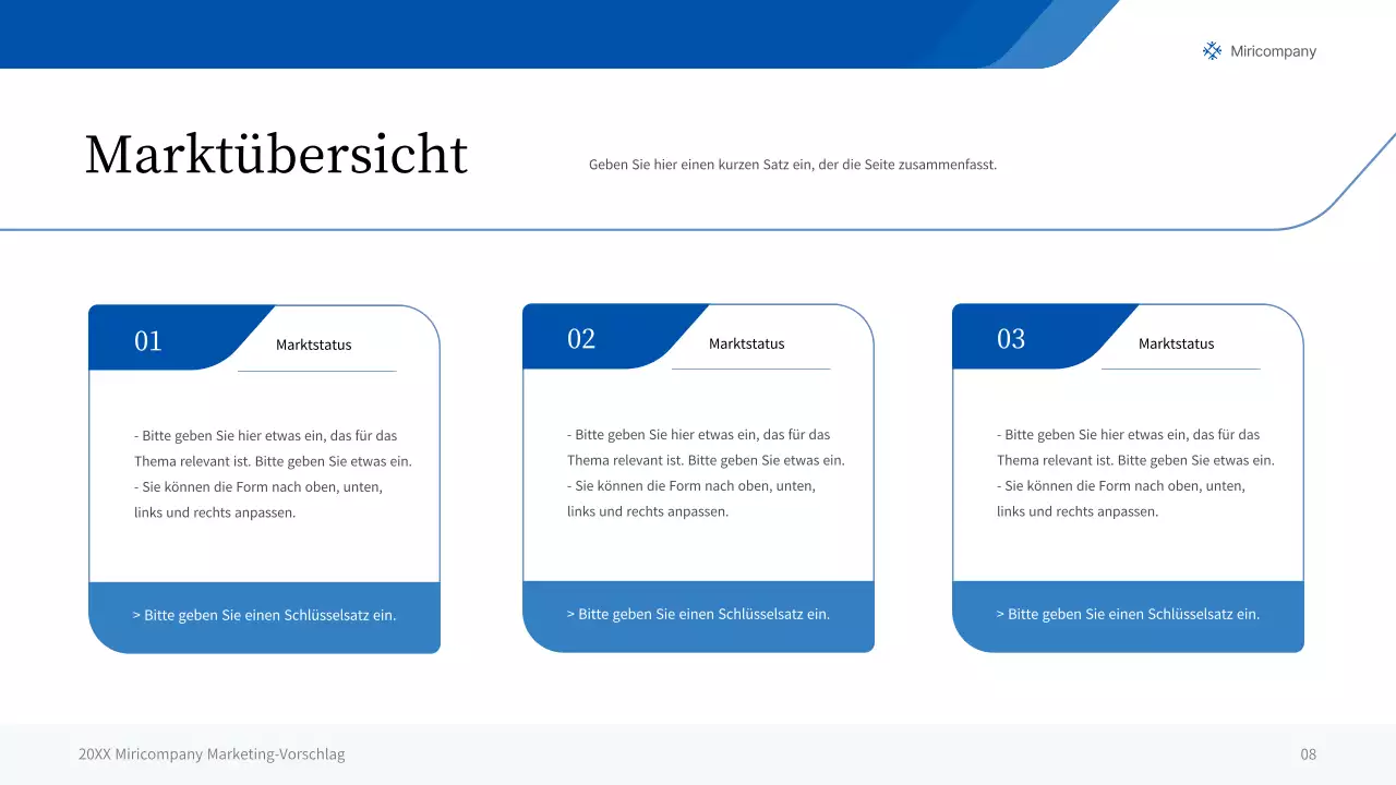 Eine einfache Geschäftspräsentation in Blau- und Grautönen