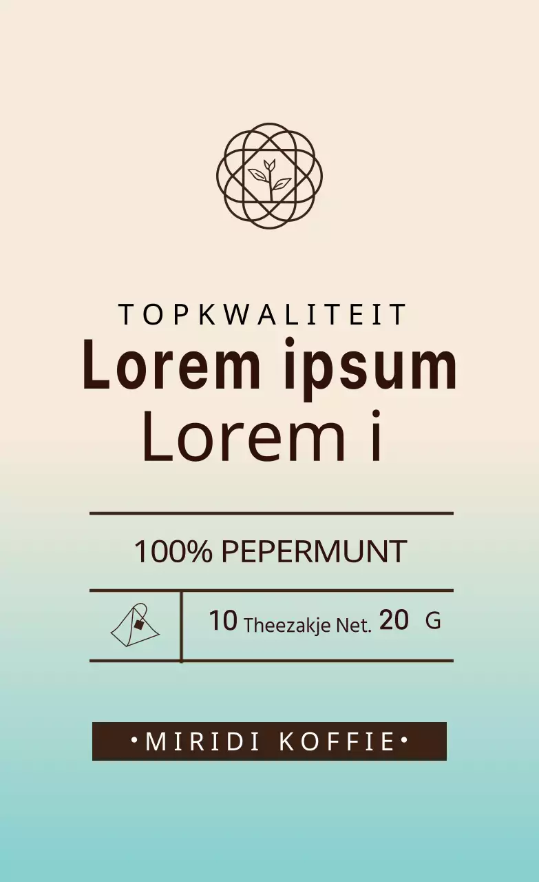 Hemelsblauw geïllustreerd pepermunt theelabel