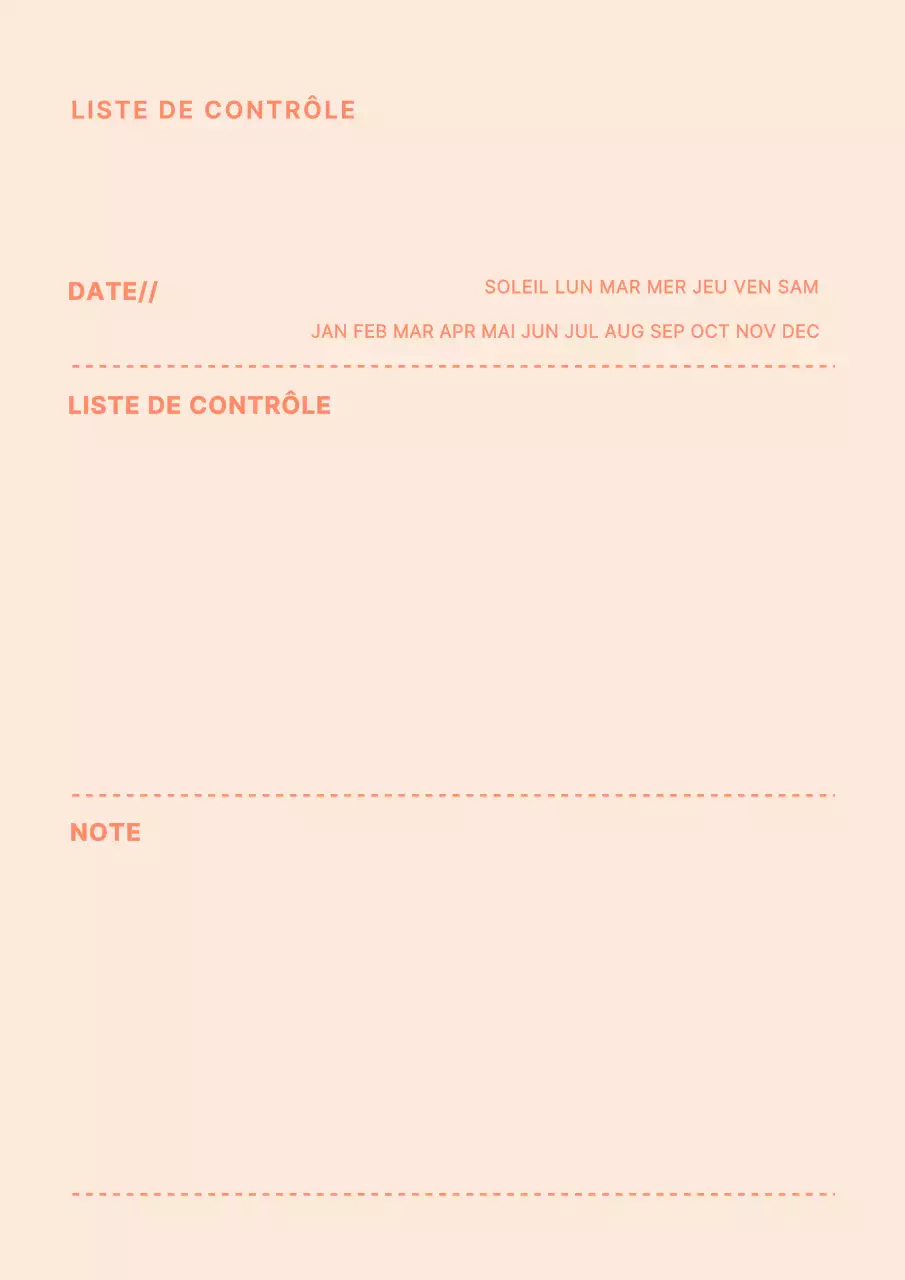 Liste de contrôle en pointillés avec un concept minimaliste orange