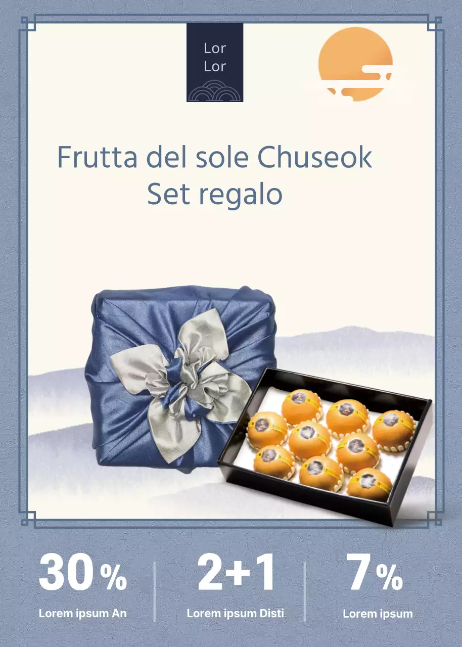 Set regalo di frutta e verdura Chuseok di lusso blu chiaro Evento Popup