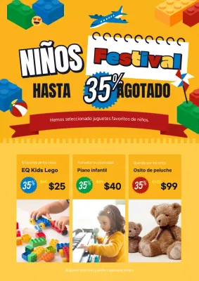 Promueva una venta de juguetes amarilla y minimalista