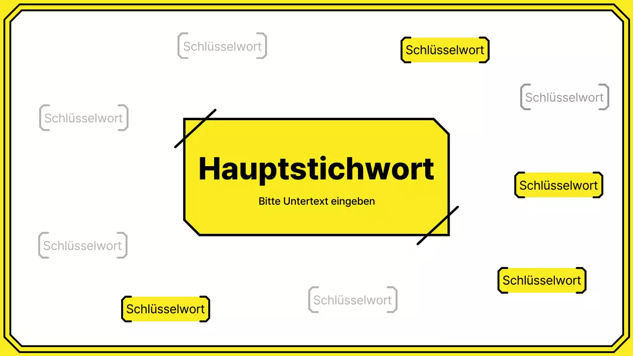 Hervorhebung von Schlüsselwörtern in einem einfachen Linienstil in Gelb und Mint
