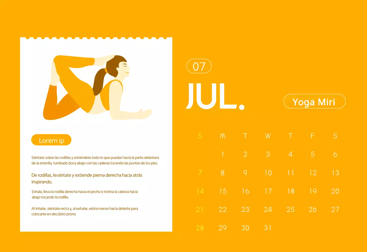 Calendarios naranjas para regalar cuando promocione su estudio de yoga