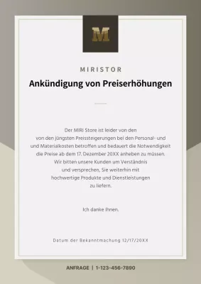 Braunton luxus preiserhöhung Brief Vorlage