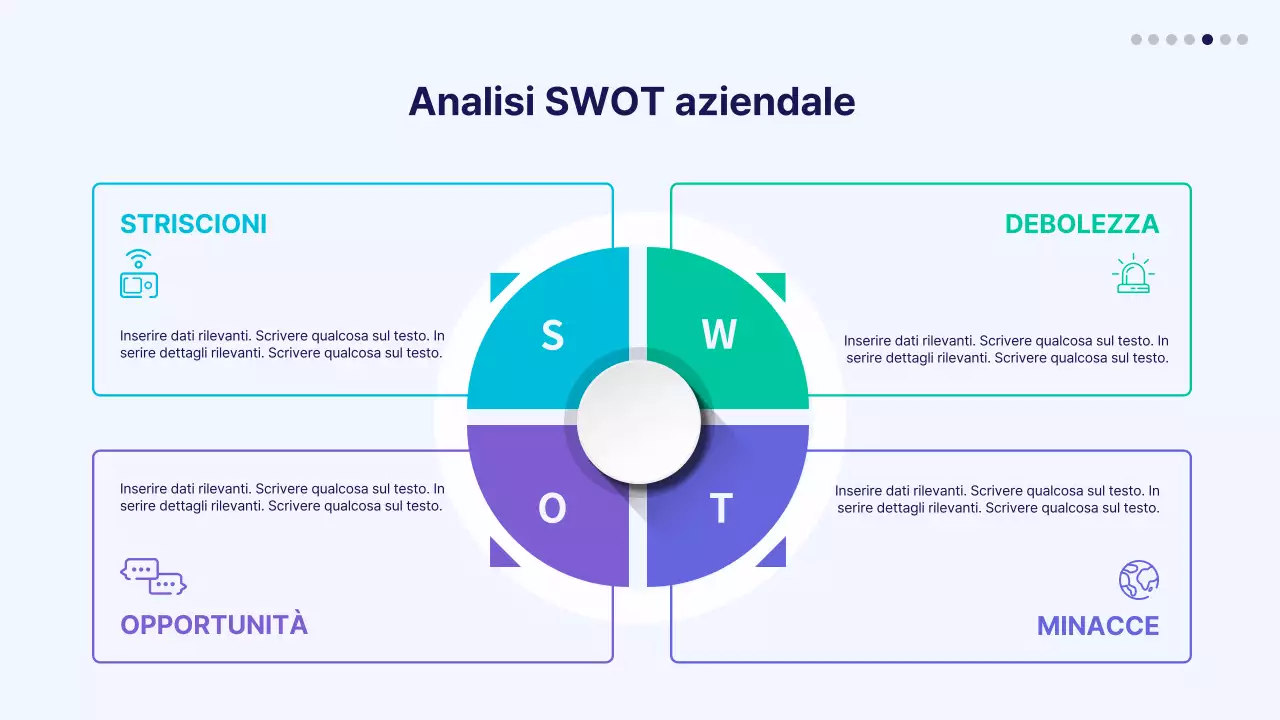 Icona blu e viola sfumata SWOT