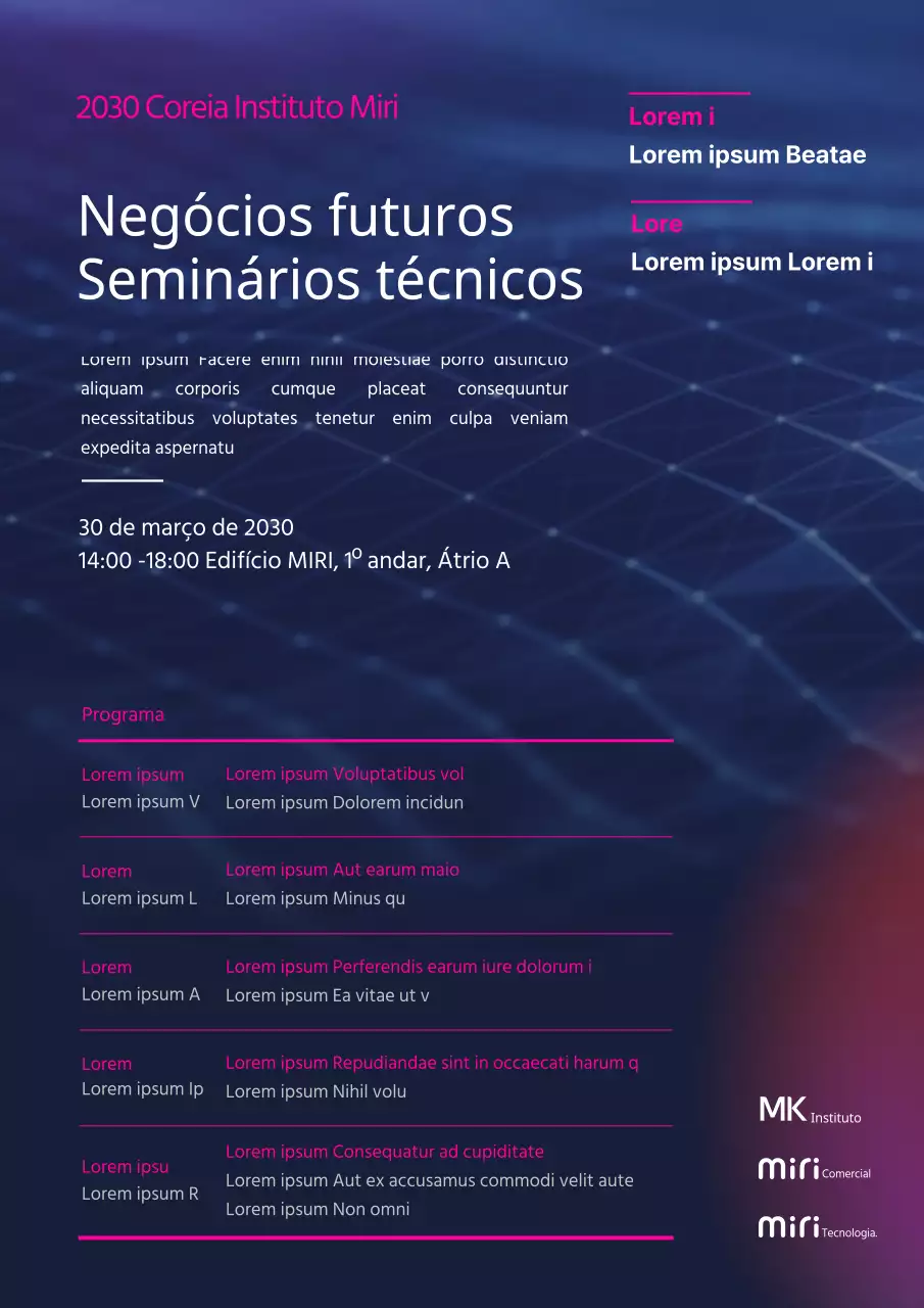 Promover um seminário técnico em azul-rosa