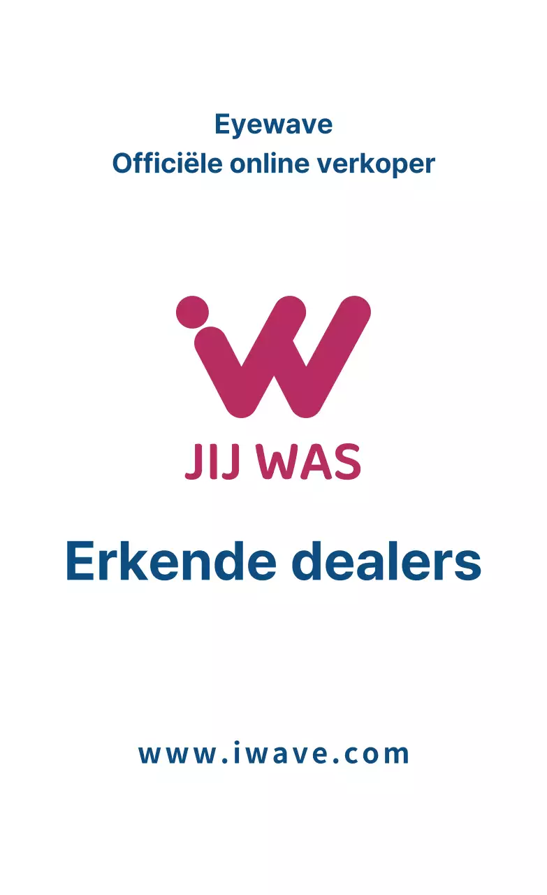 Promoot certificering als geautoriseerde dealer met merklogo en tekst in paars en marineblauw.