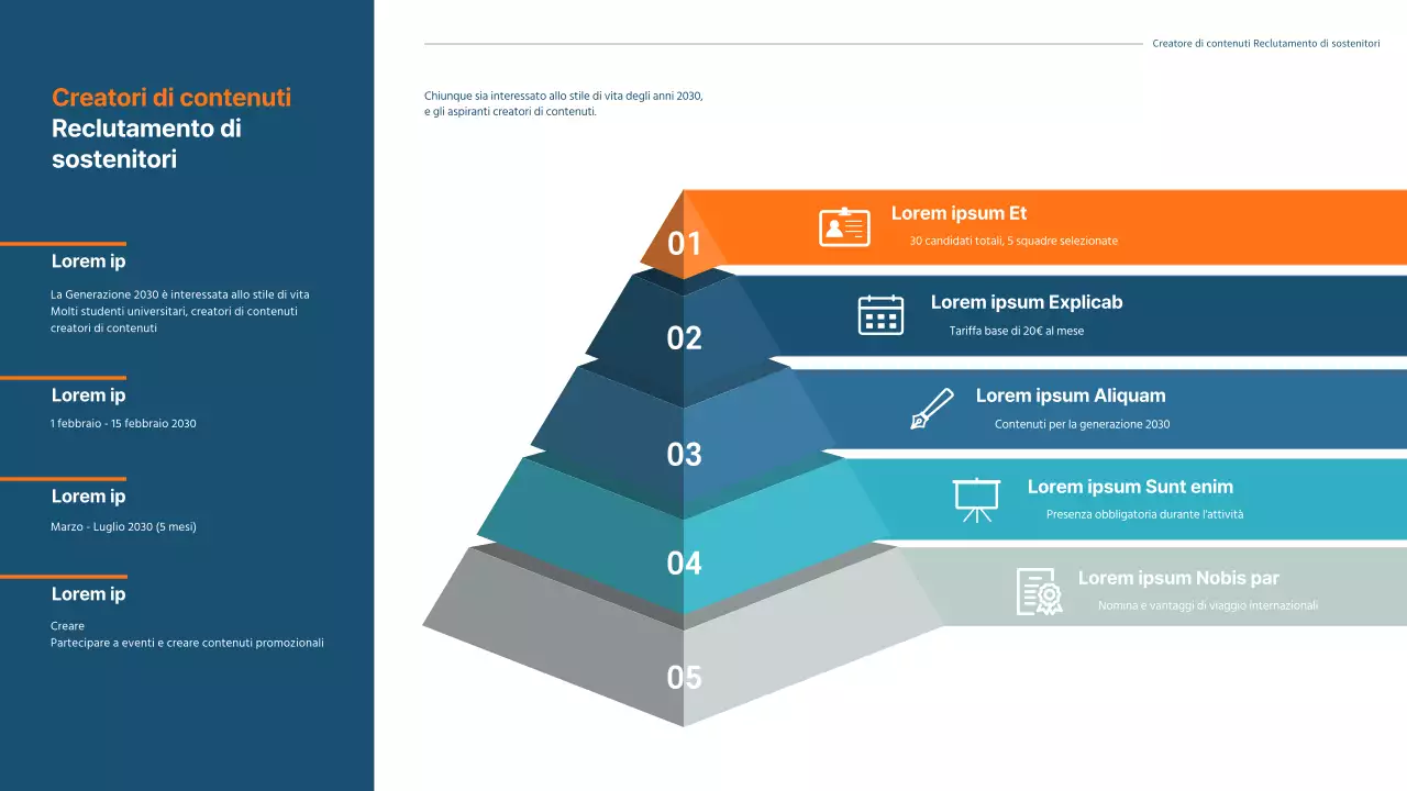 Un'agenda per il reclutamento dei sostenitori di colore blu