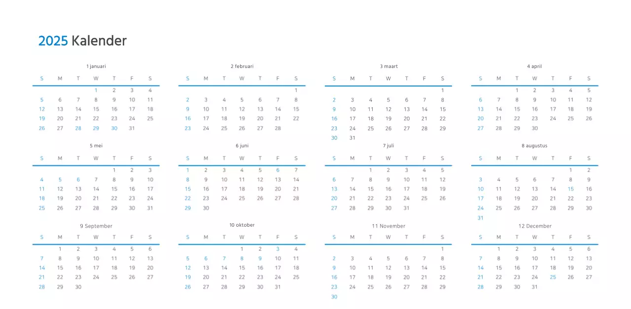 Witte en eenvoudige bureaukalender