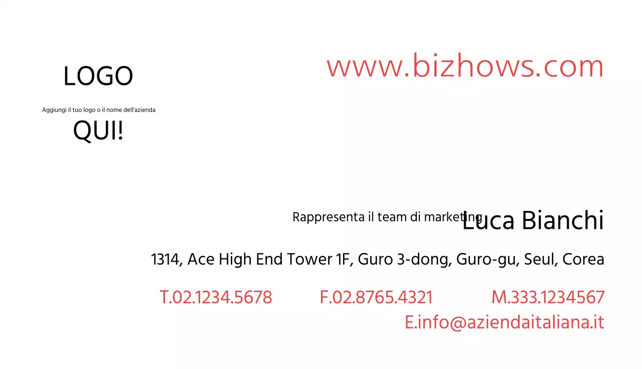 Biglietti da visita orizzontali