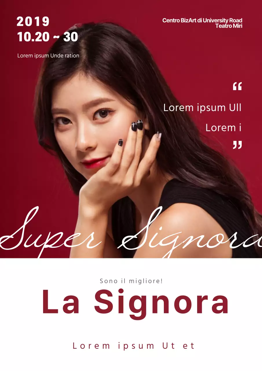 Promuovete un concerto di classe con una foto di un'attrice in bianco e rosso