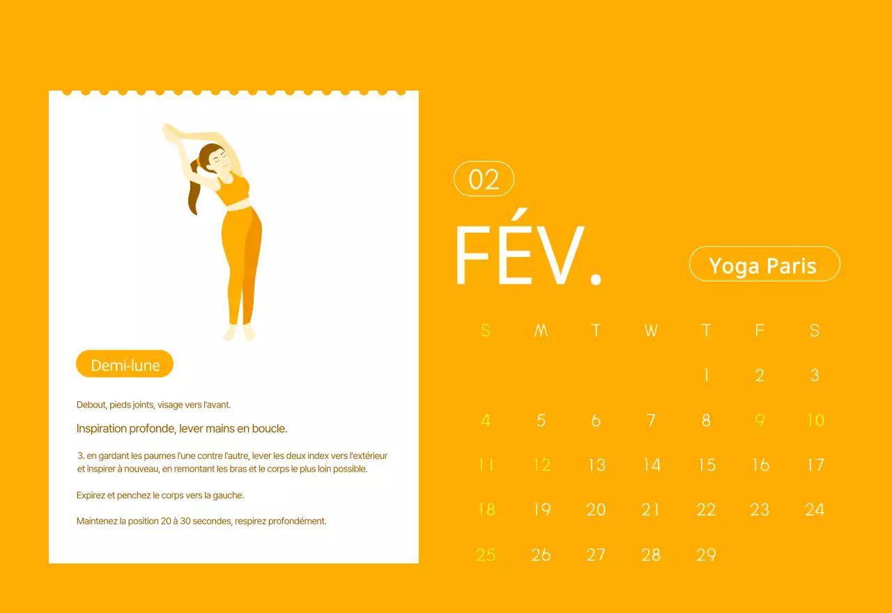 Calendriers orange à distribuer lors de la promotion de votre studio de yoga