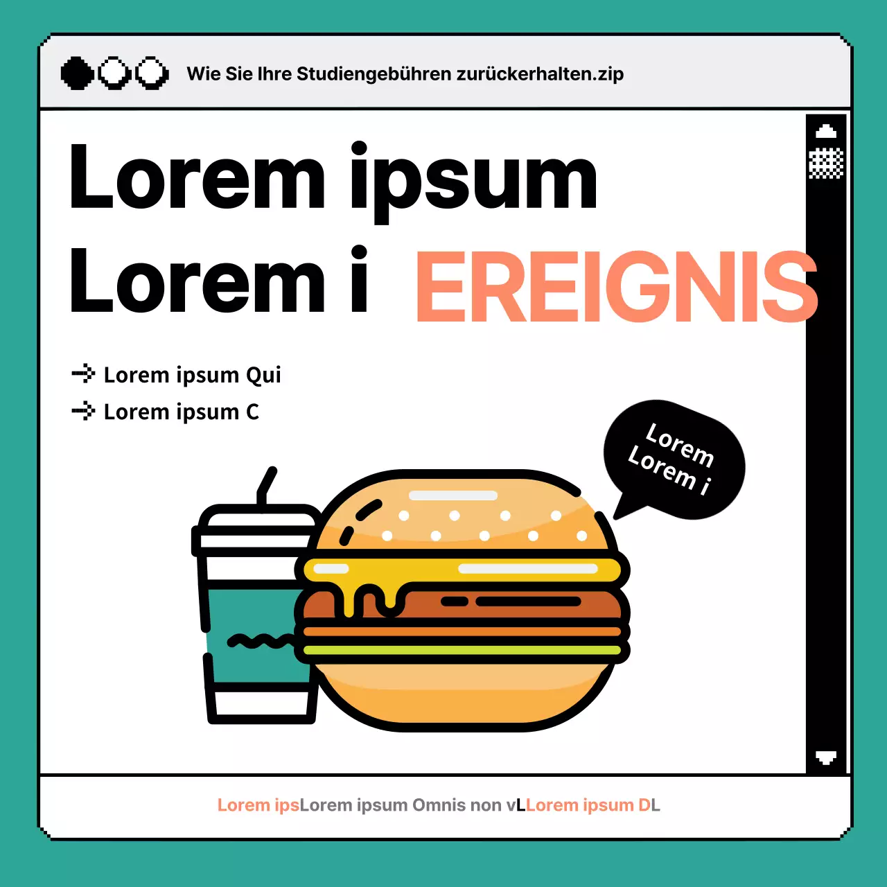 Türkis retro college snackshare veranstaltung instagramnewfeed