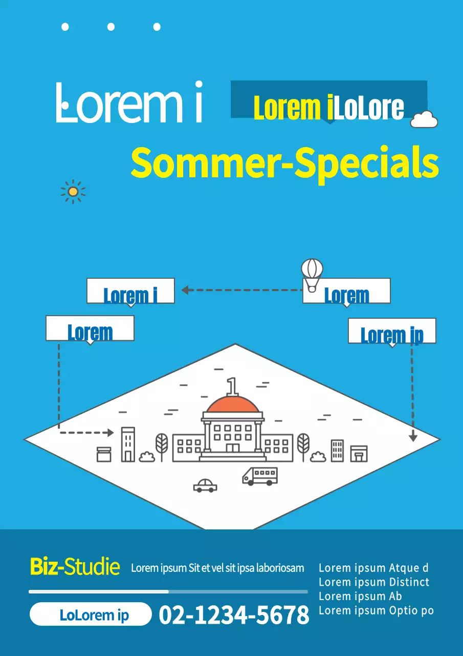 Flyer für einen speziellen Sommerkurs in Blautönen