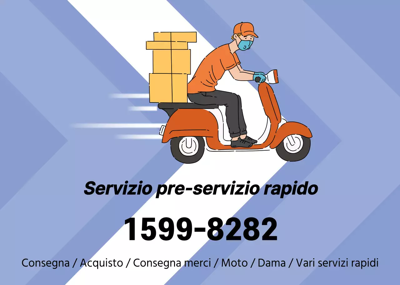 Illustrazione blu per la promozione di un'attività di ristorazione rapida