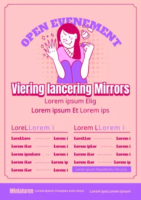 Schattig openingsfeest van een nail art winkel met illustraties van mensen die roze nail art doen