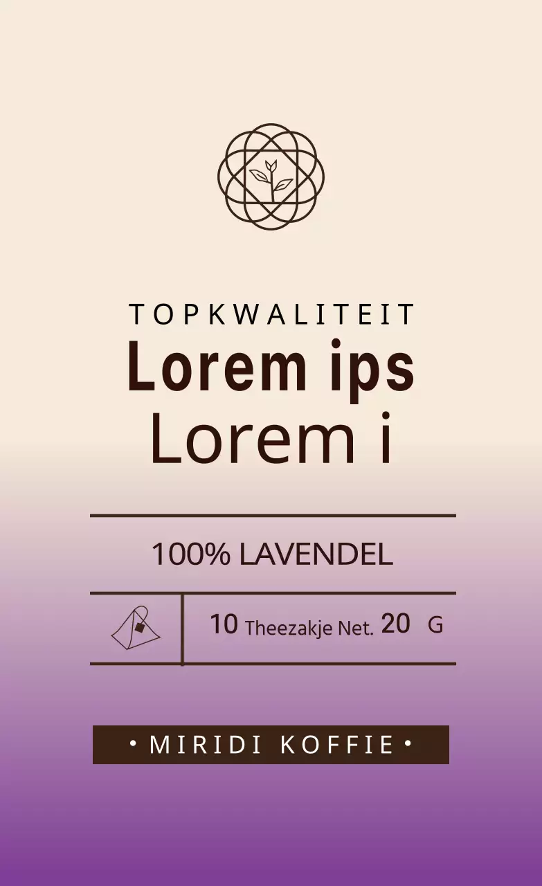 Paars Geïllustreerd Cafe Lavendel Theelabel