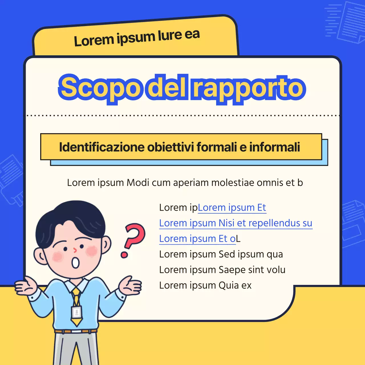 Una semplice piattaforma di onboarding blu e gialla per i nuovi assunti