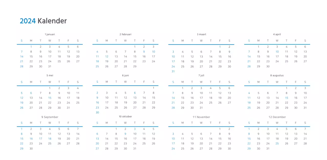 Witte en eenvoudige bureaukalender